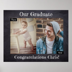 Graduation then and now Party Personalized Poster