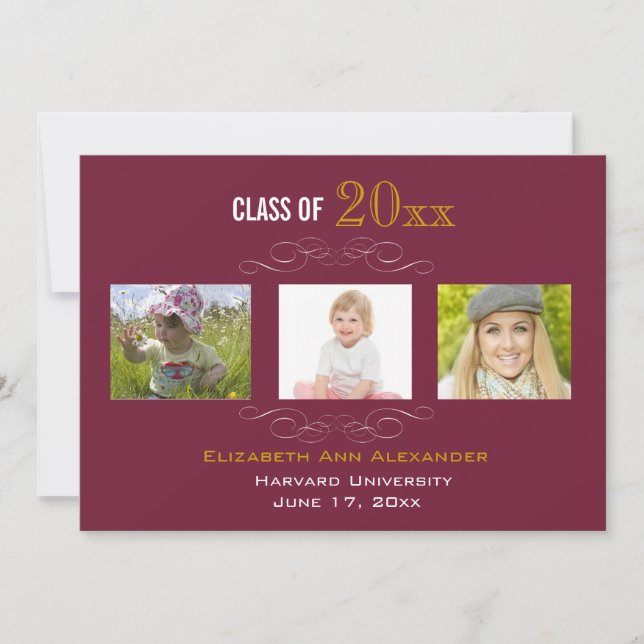 Graduation Three Photos Party Invitation (Front)