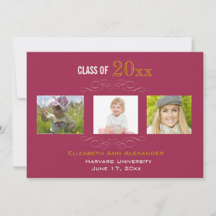 Graduation Three Photos Party Invitation