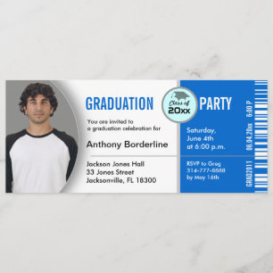 Graduation Ticket Party Invitation TKT313 Blue