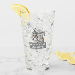Graduation Tiger Personalized Glass Cup