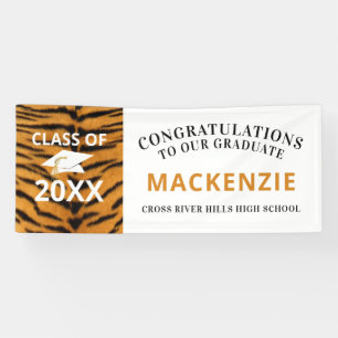 Graduation Tigers Mascot CLASS OF Orange and Black Banner