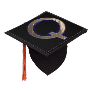 Graduation Topper Initial Monogram Q Black Gold
