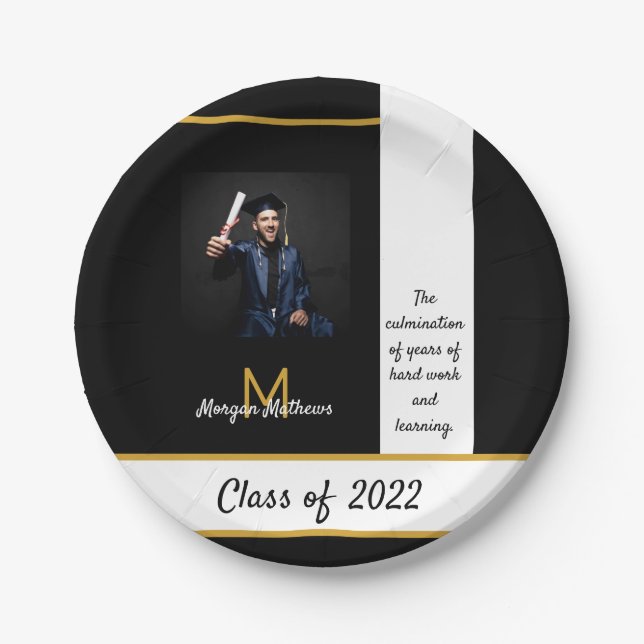 Graduation Traditional Black Paper Plate (Front)