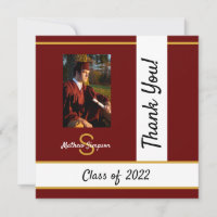 Graduation Traditional Dark Red Thank You Card