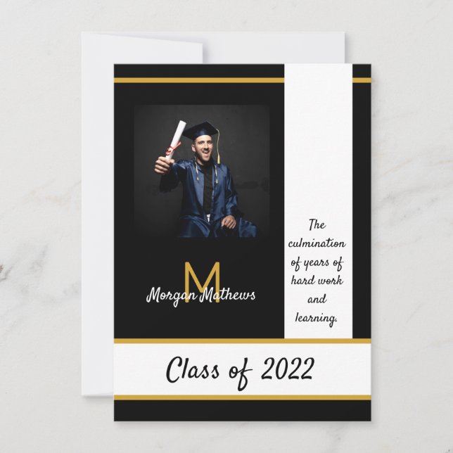 Graduation Traditionnelle Invitation Noire (Devant)
