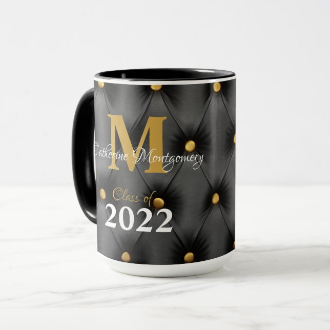 Graduation Traditionnelle Mug Tufted Noir et Or (Devant gauche)