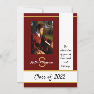 Graduation Traditionnelle Rouge foncé Invitation
