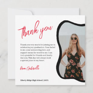Graduation trendy wavy frame photo Thank You Card