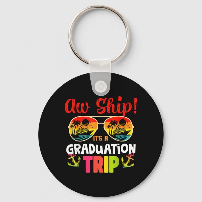 Graduation Trip Retro Summer Sunset Beach Matching Keychain (Front)