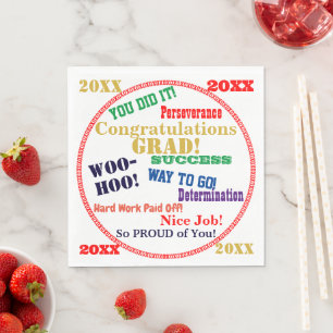 Graduation Typography Red Gold YEAR Napkin