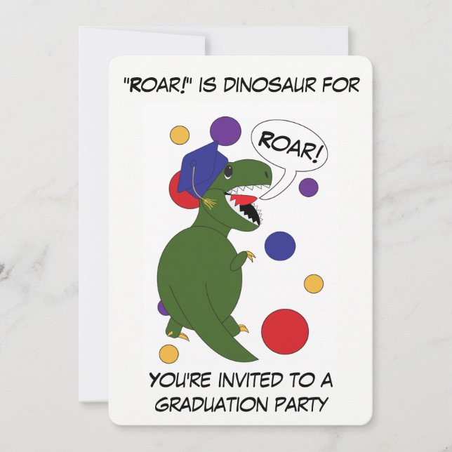 Graduation Tyrannosaurus Rex Custom Personalize Invitation (Front)