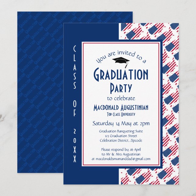 GRADUATION USA America Patriotic Invitation (Front/Back)