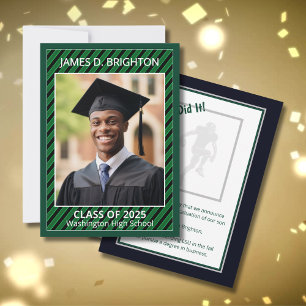 Graduation verte Thème Football Photo Faire-part