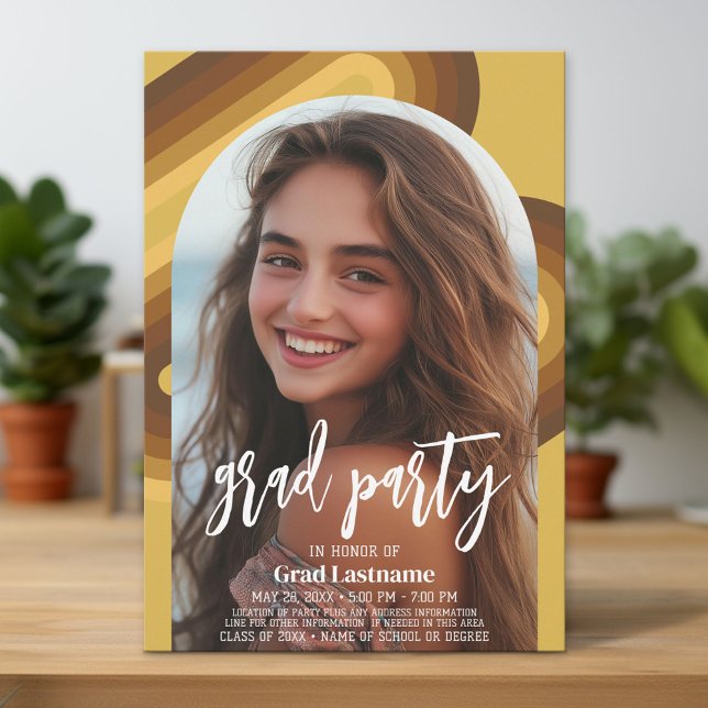 Graduation Vertical Photo - Grad Party Script Gold Invitation (Custom Grad Party Invitation)