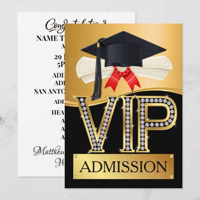GRADUATION VIP Admission Invitation (Front/Back)