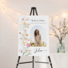 Graduation Welcome Sign with Photo, Floral Grad
