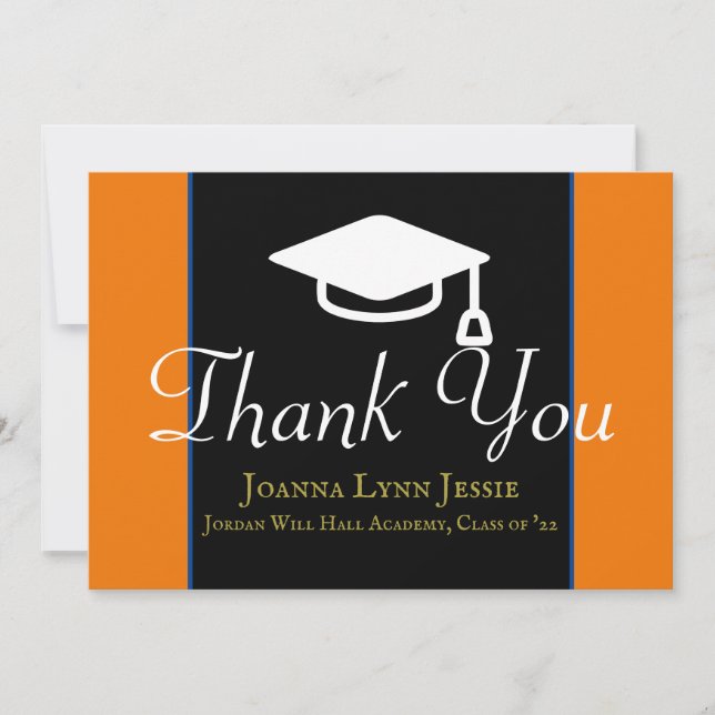 Graduation white Cap Thanks Script Maroon  Thank You Card (Front)