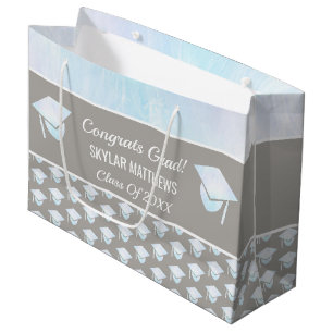 Graduation White Opal Pattern Trendy Congrats Large Gift Bag