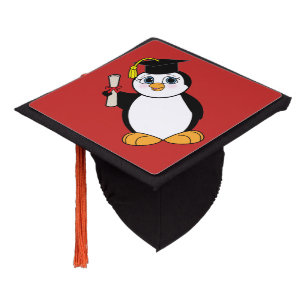 Graduation with a Penguin Dressed-up with Diploma Cap Topper