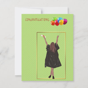 Graduation with Girl Holding Balloons Thank You Card