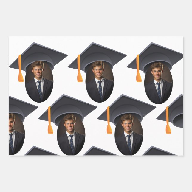 Graduation With Photo and Year Wrapping Paper Sheet (Front 2)