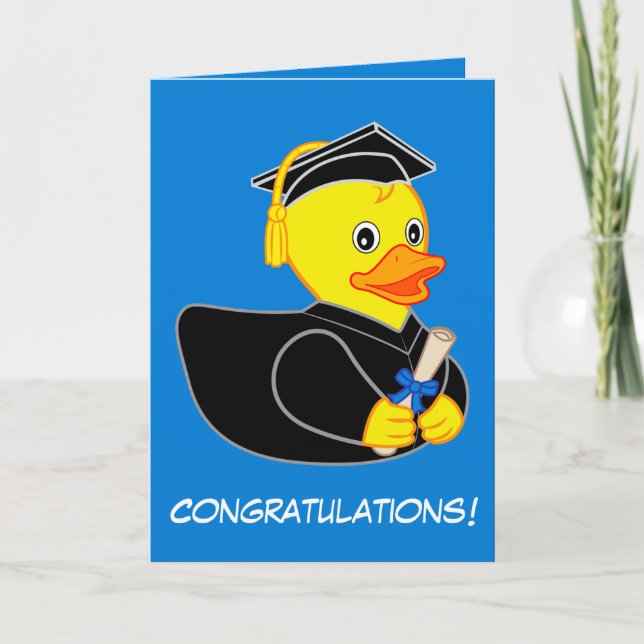 Graduation with Rubber Ducky Cartoon Card (Front)