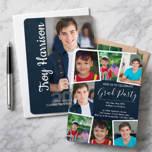 Graduation with several photo collage invitation (Creator Uploaded)