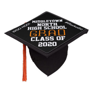 Graduation Woo-Hoo Black Orange Cap Topper