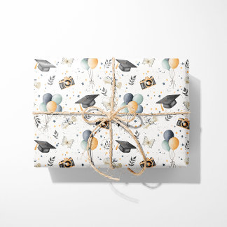 Graduation Wrapping Paper Neutral Balloon Diploma