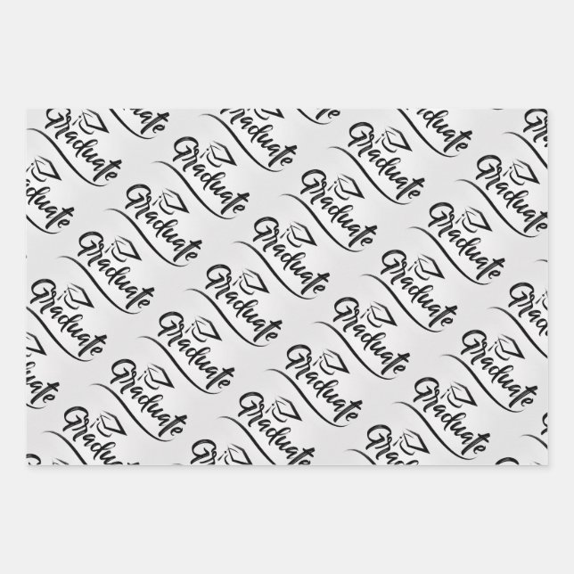 Graduation Wrapping Paper Set – Script “Graduate”  (Front)