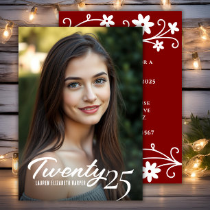 Graduation Year And Photo Maroon Graduation Party Invitation