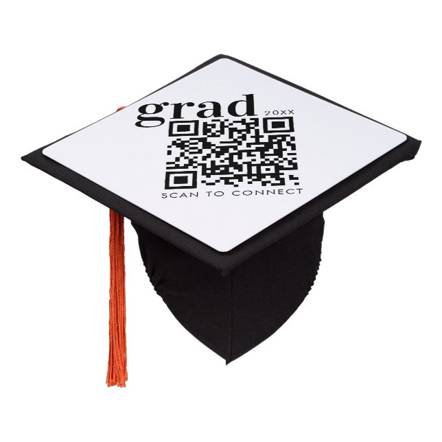 Graduation Year Class Of Graduate QR Code Cap Topper (Angled)