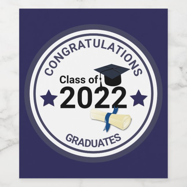 Graduation year elegant class of 2022  wine label (Single Label)