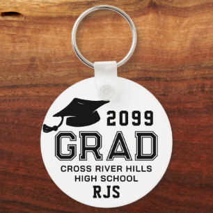 Graduation Year GRAD Cap Personalized Custom Colou Keychain