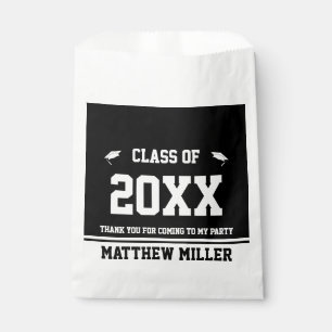 Graduation Year Grad's Name Black White Thank You  Favour Bag