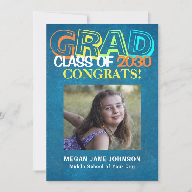 Graduation year middle school photo announcement (Front)