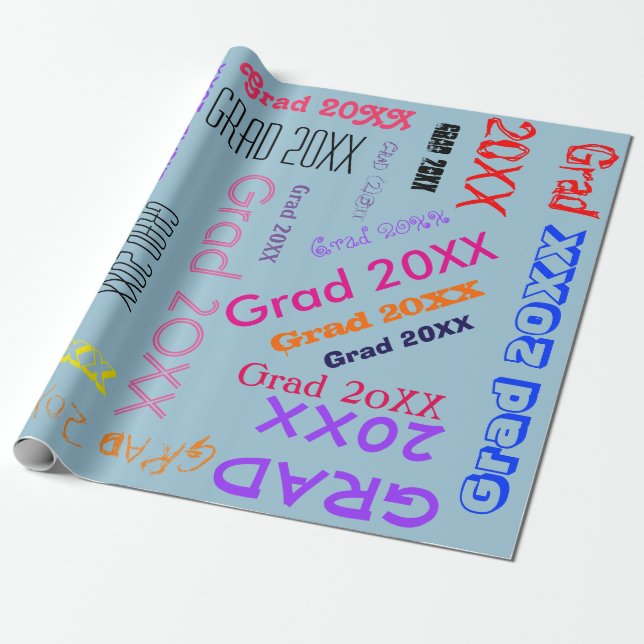 Graduation Year Personalized Custom Word Collage Wrapping Paper (Unrolled)