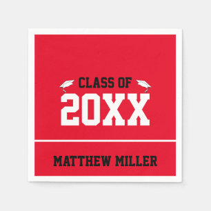 Graduation Year Red White and Black Graduate Name Napkin