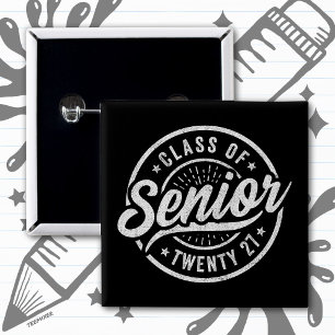 Graduation Year Retro Vintage Senior Class of 2027 2 Inch Square Button