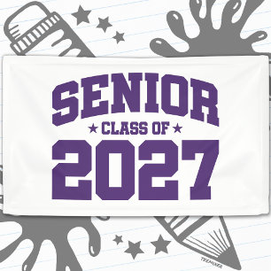 Graduation Year School Purple Senior Class of 2027 Banner