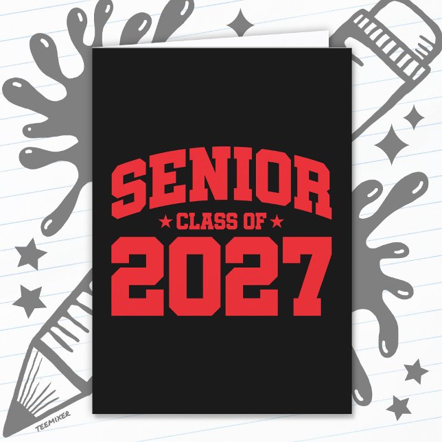 Graduation Year School Red Senior Class of 2027 Card (Creator Uploaded)
