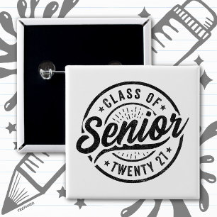 Graduation Year School Retro Senior Class of 2027 2 Inch Square Button