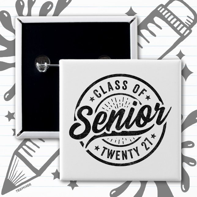 Graduation Year School Retro Senior Class of 2027 2 Inch Square Button (Creator Uploaded)