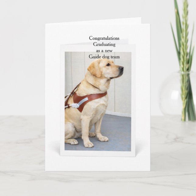 Graduation Yellow Labrador New Guide Dog Team Card (Front)