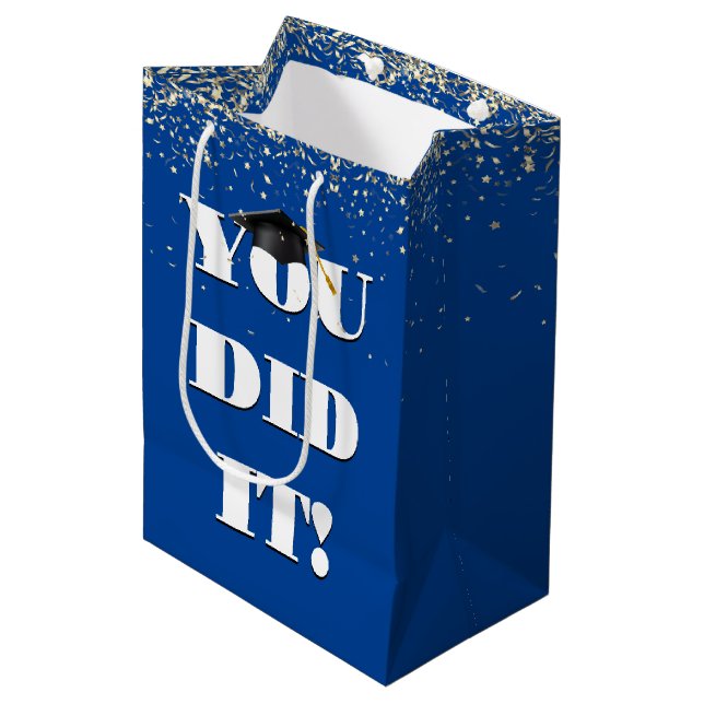Graduation "You Did It Sign" with Confetti   Medium Gift Bag (Front Angled)