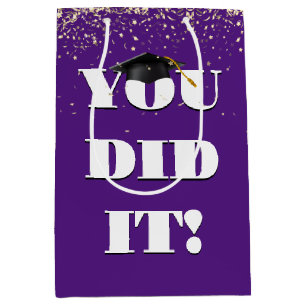 Graduation "You Did It Sign" with Confetti  Medium Gift Bag