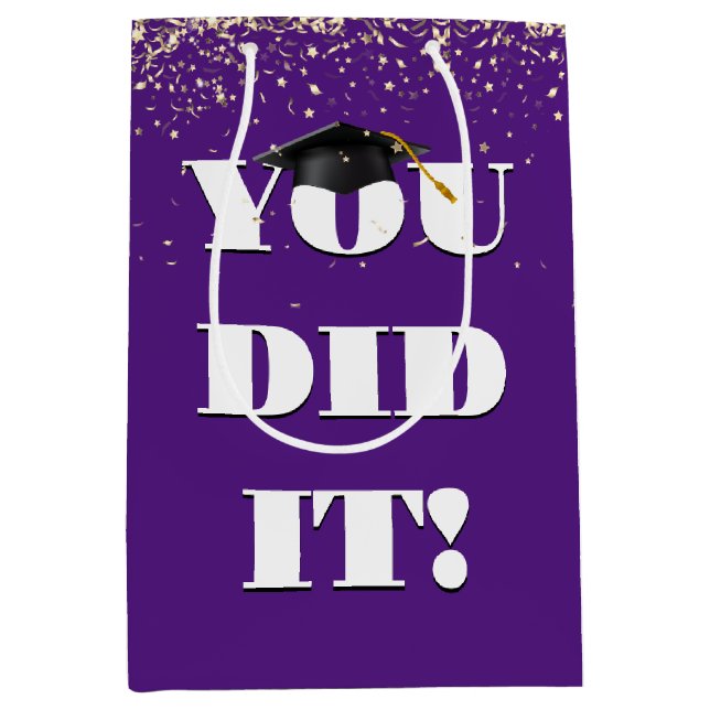 Graduation "You Did It Sign" with Confetti  Medium Gift Bag (Front)