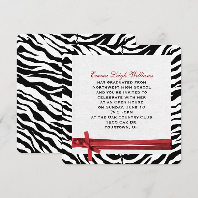 Graduation Zebra Frame Invitation (Front/Back)