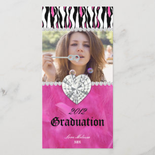 Graduation Zebra Tiger Diamond Jewel Sweet 16 Announcement